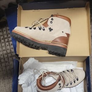 Ralph Lauren Cream and Brown Lace Up Boots